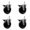 Service Caster 5'' Hard Rubber Wheel Swivel 7/16'' Grip Ring Stem Caster Set with Brake, 4PK SCC-GR20S514-HRS-PLB-716138-4 - alternate 1